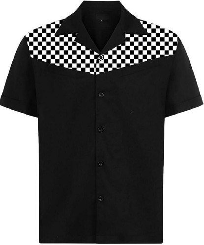 Herren 50er Retro Camp Rockabilly Stil Baumwolle Herren Oberhemden Bowlinghemden - Bild 23 von 25
