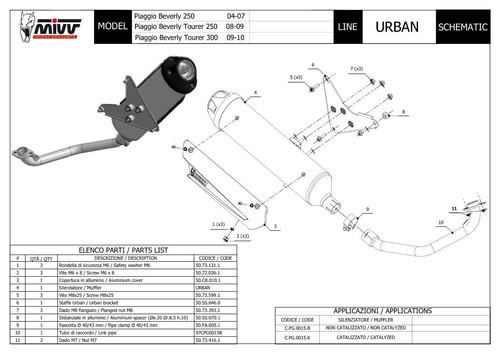 Scarico Completo MIVV Urban Acciaio inox per Piaggio Beverly 250 2004 > 2007 - Foto 2 di 2