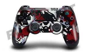 Playstation 4 Ps4 Controller Cover Skin Wrap Red Black Camouflage Ebay