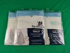 3 NEW Halo Sleep Sack - Swaddle Blanket - Newborn-3Mos - Cream  - Embroidered 