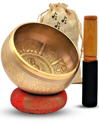 Tibetan Singing Bowl Set Solid Brass Handcrafted Meditation, Mindfulness, Yoga, - Picture 7 of 48