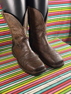 Vintage Herren Justin Cowboy Western Roper Leder Biker Reiten Arbeitsstiefel UK 8,5