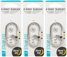 Nite Ize G-Series SlideLock Dual Chamber Stainless Steel Carabiner 3 3-Pack 