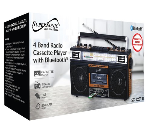 SC-3201BT 4 Band Radio & Cassette Player Boombox, Bluetooth Speaker, AM/FM/SW... - Picture 4 of 4
