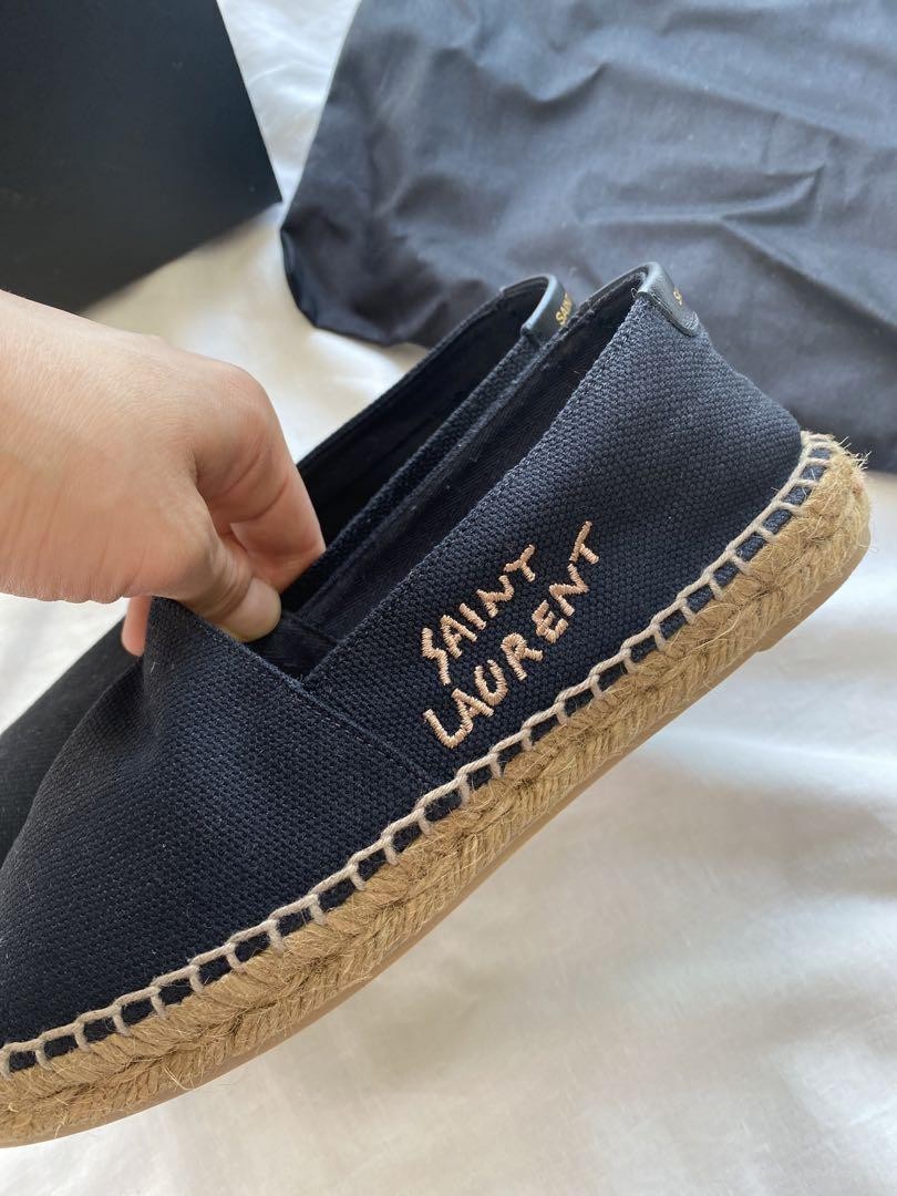 Autentiche espadrillas slip on Saint Laurent con logo ricamato taglia 36 donna