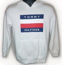 Official Tommy Hilfiger Brand Boy's White Logo Hoodie Size Large 16/18