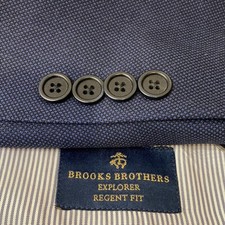 Brooks Brothers Explorer Suit Mens 42R 35 x 28 Navy Blue Wool Hopsack Regent Fit