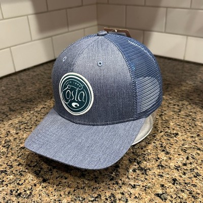 Costa Del Mar Mens Circle C Hook Trucker Hat Cap Blue Snapback New
