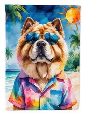 Caroline's Treasures Chow Chow Summer Beach Time House Flag DAC8270CHF