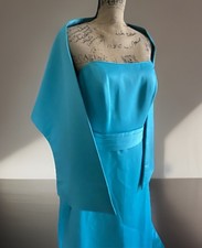 Mori Lee by Madeline Gardner New with Tags Turquoise Dress With Shawl Sz 17/18