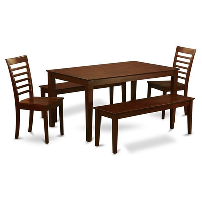 East West Furniture Capri 5-piece Wood Kitchen Table Set in Mahogany