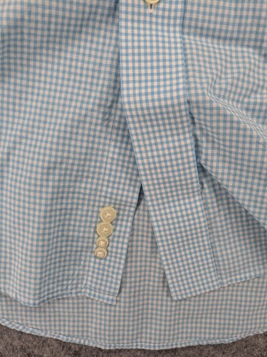 Lands End Shirt Mens 16-34 Blue White Gingham Button Down Long Sleeve Casual - Picture 4 of 13