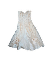 Vintage Alfred Angelo Women’s XS Peach Tea Length Prom Dress USA Made Lace Forma