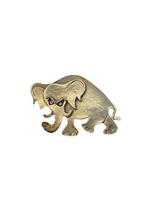 Vintage Gold Tone Shiny Angry Elephant Brooch Pin