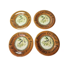 SAKURA Les Olives by Tracey Knight Brown Yellow Melamine 9" Plates Set of 4