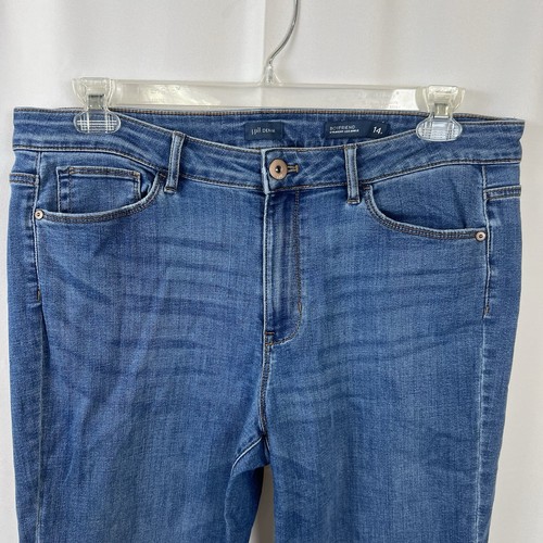 Pantalones de mezclilla para mujer Jill Boyfriend pierna recta tobillo talla 14 azul tiro alto - Imagen 2 de 11