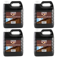 Image of 4x Bartoline Dark Brown Creocote Oil-Based Timber Treatment For Exterior Wood 4L