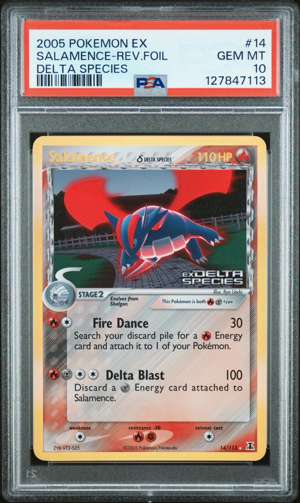 PSA 10 Salamence 14/113 Delta Species Reverse Holo Stamped Pokemon NEW CERT