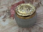 Vintage Estee Lauder Re-Nutriv Face Powder Frosted Decorative Glass Jar Gold — photo 3