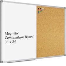 White Board  Bulletin Corkboard Combination, Combo Board 36 x 24 Magnetic Wh...