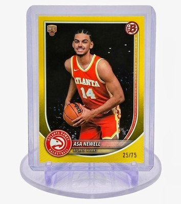 2025-26 Bowman Chrome Asa Newell Yellow Refractor RC /75 #23 Atlanta Hawks