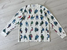 JW Anderson Mens Henley People Print White Long Sleeve Size M