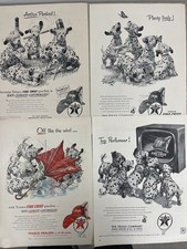 Vintage Print Ads, Texaco Dalmatians From 1950&rsquo;s Life Magazines, Lot Of 4