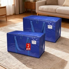 2 Extra Large Moving Bags with Strong Zippers & Carrying Handles Storage Bag