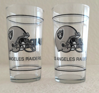 RAIDERS VTG LG TUMBLER GLASSES, SET OF 2,  18 OZ LOS ANGELES RAIDERS