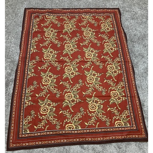 Vintage Kmart Country Living Jacobean Floral Tablecloth Border Burgundy 50 X 69 - Picture 9 of 14