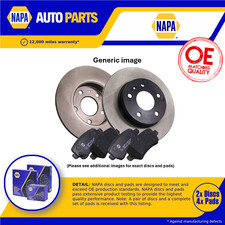 Image of 2x Solid Brake Discs and Pads Front NAPA NBK5398DP fits FIAT PANDA PUNTO