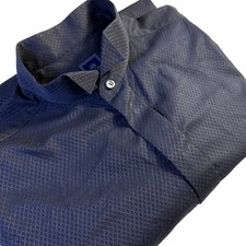 Eton of Sweden Mens Dress Shirt Woven Texture Blue Size 43 17 Cotton French cuff