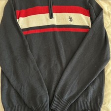 us polo assn quarter zip. red white and blue.