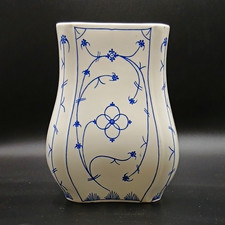 Walter German Blue & White Floral Ceramic Vase, Signed, MPN 41-0