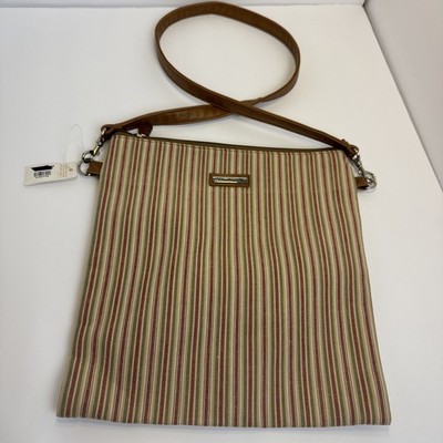  Longaberger Homestead Harvest Stripe Shoulder Bag Retired Zipper Vintage