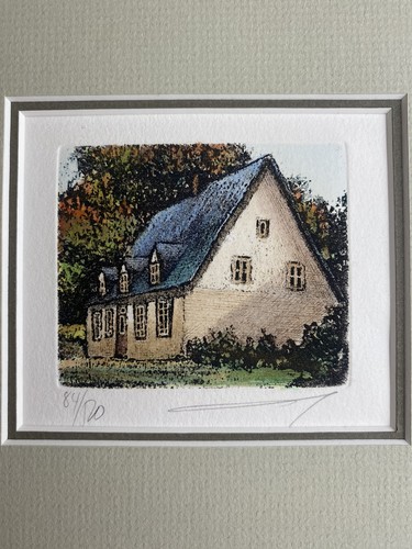 Denise Godbout signiert nummeriert authentifiziert Radierung Lithographie kleine Maison