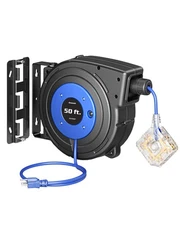 DEWENWILS 50FT Extension Cord Reel, Retractable Extension Cord Reel, 14/3C SJTOW