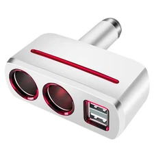 2 Way Car Cigarette Lighter Socket Splitter Dual USB QC3.1 Charger Power Adapter