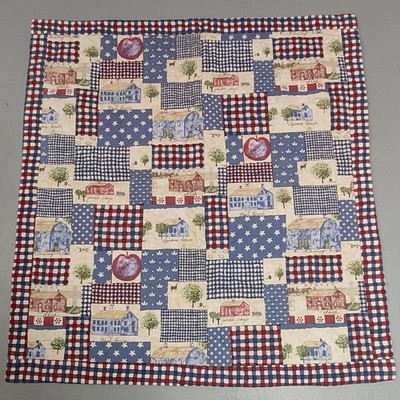 Crosswood UMC Women Patchwork Quilt Cotton Blue Abstract 34x34 Handmade