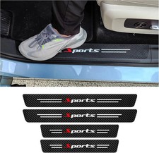 4Pcs Car Door Sill Protector,Sport Carbon Fiber Threshold Anti-Scratch Sticker D