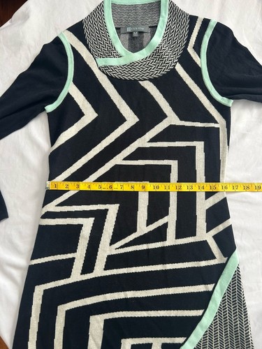 Title Nine Merino Wool Blend Striped Sweater Dress Womens Size Med. Black White - Picture 7 of 9