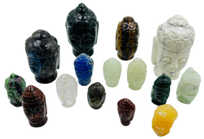 Handgeschnitzter natürlicher Edelstein Buddha Kopf Kristall Heilung spirituel...