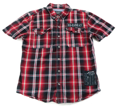 harley davidson shirt M black red gray SS short sleeve snap Willie G #1 H-DMC