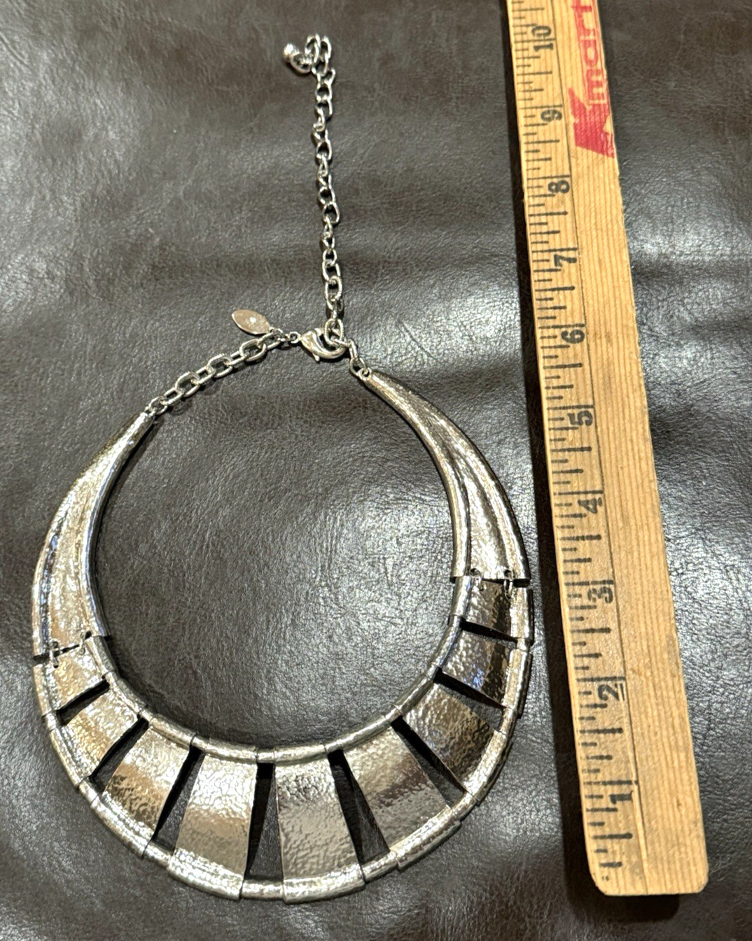 Chico’s Silver Tone Collar Statement Necklace Tex… - image 5