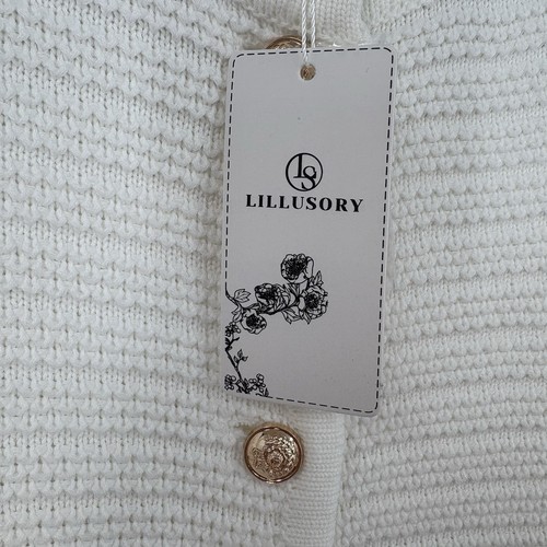 LILLUSORY Damen Cardigan Rundhals Goldknöpfe Pullover Lady Jacke Gr. M - Bild 3 von 5