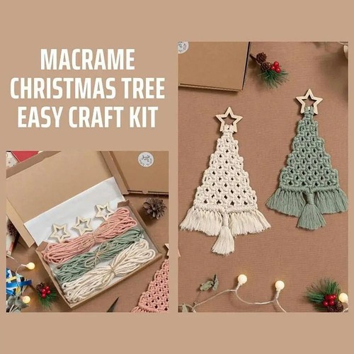 3Pcs Hanging Ornaments Christmas Tree Macrame Kit Christmas Tree DIY Kit - Picture 6 of 7