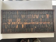 Vintage Wooden Letter Press Typeface, Asst Letters & Fonts  with 14”x 33”Tray