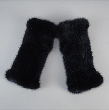 Gloves Fingerless Knitted Mittens Winter Real Farm Mink Fur Furry Warm Gloves