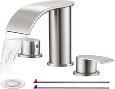 8 Inch Bathroom Faucet Brushed Nickel, Waterfall Bathroom Faucet with Metal Pop-