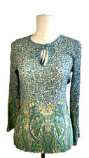 Lovely ELIE TAHARI Silk Blend Paisley Multicolored Floral Blouse Tunic Med P